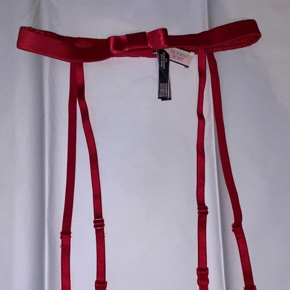 Valentines Day 2022 VICTORIA'S SECRET Red Satin Garter Belt with BOW Front~ XS/S - Picture 4 of 4